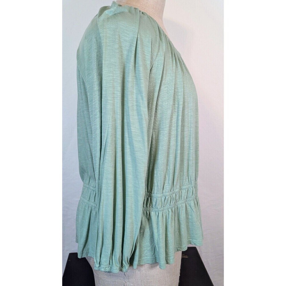Wonderly Peplum Top XXL Light Green Long Sleeve Boho NWT - Picture 2 of 5